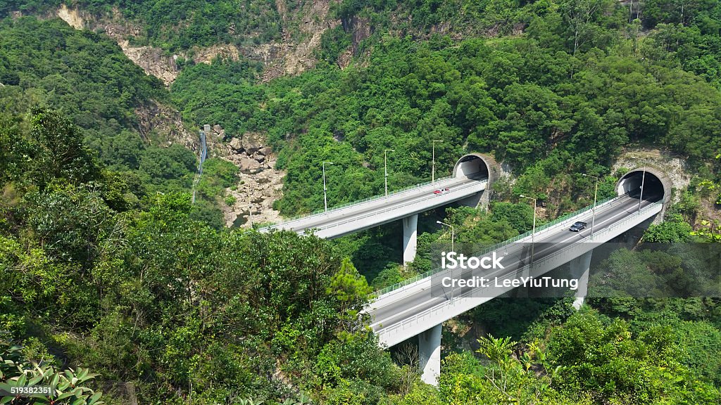 Highway and tunnel Road through the Hill Autobahn Stock Photo