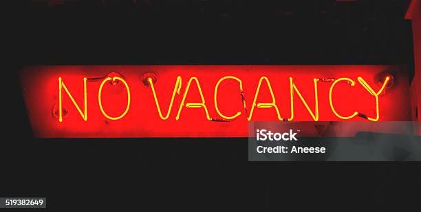 Neon Sign No Vacancy Stock Photo - Download Image Now - No Vacancies, Vacancy, Hotel