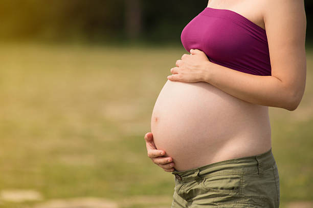 istock Pregnant woman on a field 519383053