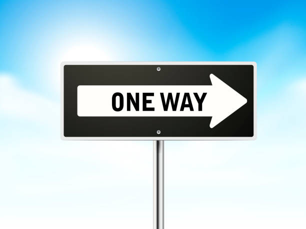 istock one way on black road sign 519383827