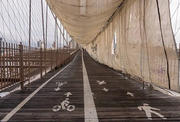 Photo of Bike Path on the Brooklyn Bridge