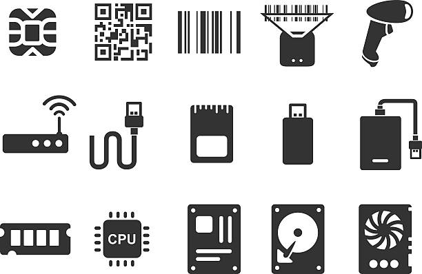 Electronic icons - Illustration Electronic icons - Illustration qr barcode generator stock illustrations