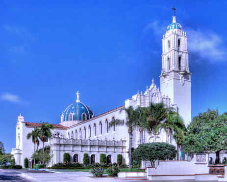 A full view of the Immaculata Catholic Church on the campus of the University of San Diego.