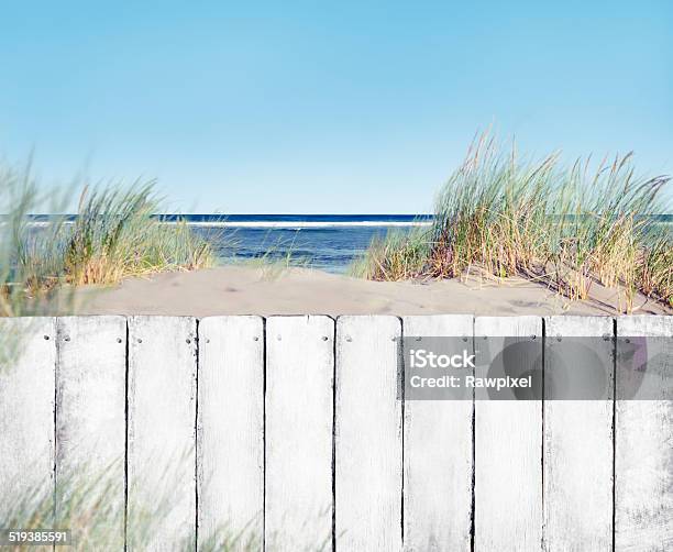 Beach And Fence Stock Photo - Download Image Now - Beach, Clear Sky, Fence