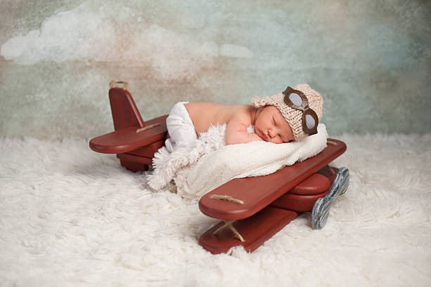 Newborn Baby Aviator Boy stock photo