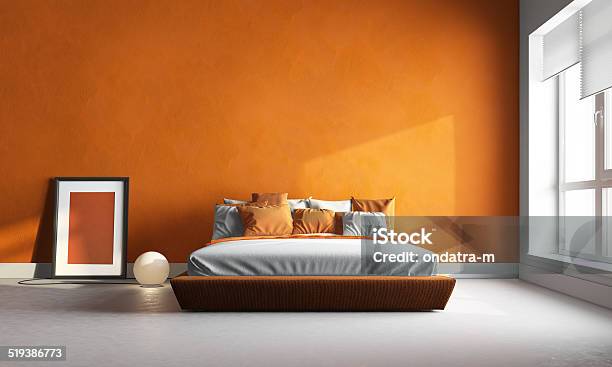 Orange Bedroom Stock Photo - Download Image Now - Bedroom, Orange Color, Multi Colored