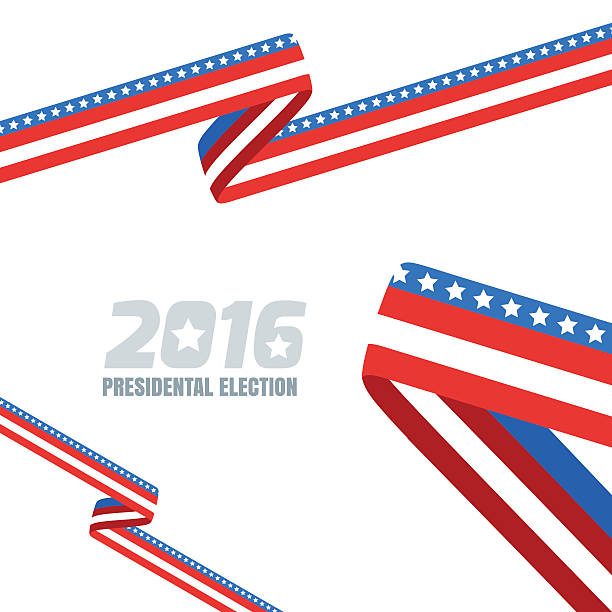 Vector background with ribbon in colors of united states flag. Abstract vector background with ribbon in colors of national united states flag. Concept for USA Presidential election 2016. Vote and election banner design template with copy space. 2016 stock illustrations