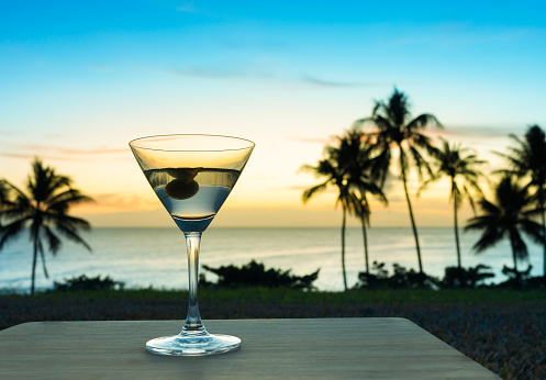 Martini in a beautiful beach setting. 