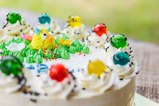 Wonderful birthday cake  on table