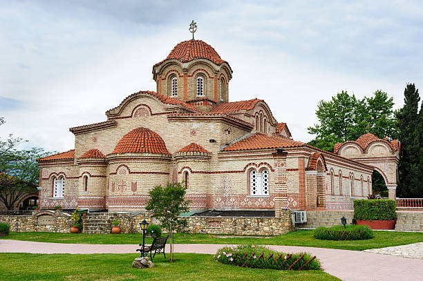 Monastery of Saint Ephrem the Syrian Monastery of Saint Ephrem the Syrian near Olymp mountains in Greece, main cathedral katerini greece photos stock pictures, royalty-free photos & images