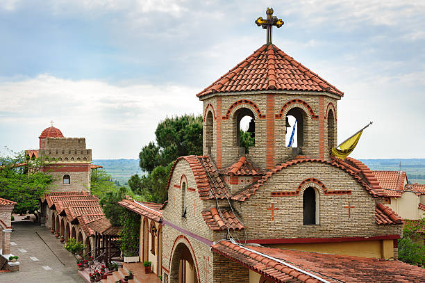 Monastery of Saint Ephrem the Syrian Monastery of Saint Ephrem the Syrian near Olymp mountains in Greece, main gates katerini greece photos stock pictures, royalty-free photos & images