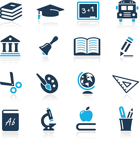 Education Icons // Azure Series Education vector icons for your website or presentation. state school stock illustrations