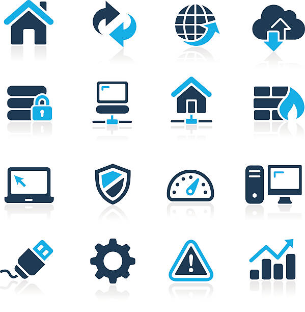 web-developer icons-blaue serie - firewall stock-grafiken, -clipart, -cartoons und -symbole