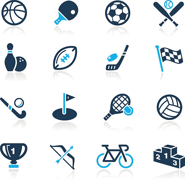 sport-icons-blaue serie - golf symbol icon set computer icon stock-grafiken, -clipart, -cartoons und -symbole