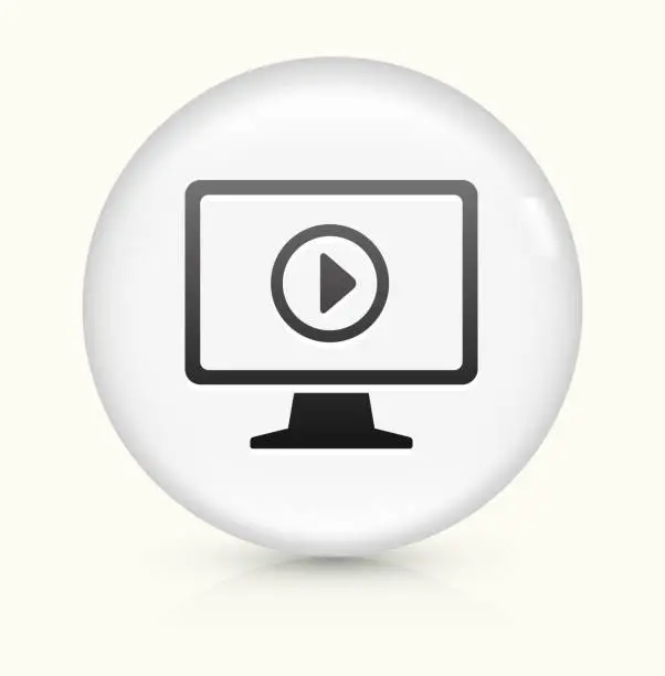 Vector illustration of Television icon on white round vector button