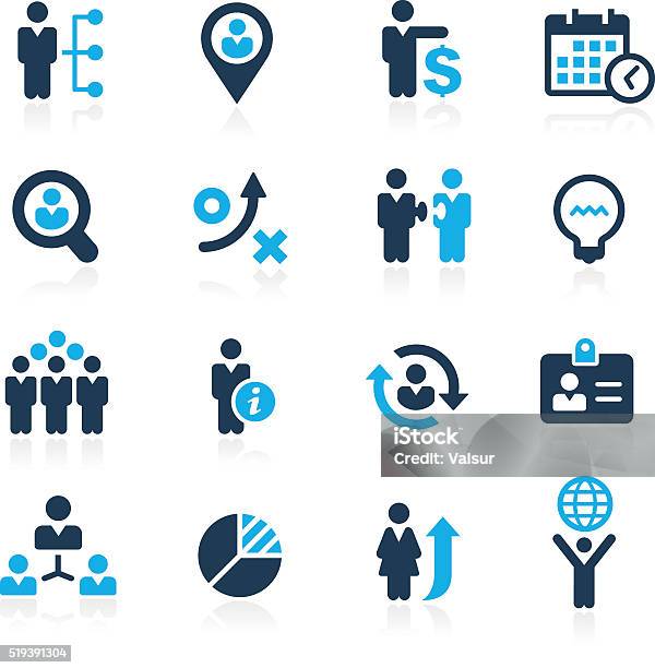 Efficiency And Business Strategies Azure Series Stock Illustration - Download Image Now - Icon Symbol, Blue, People