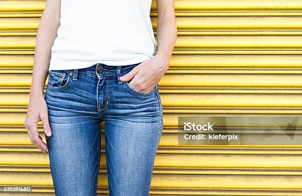 Female Wearing Jeans Stock Photo - Download Image Now - Skinny Jeans, Women, Jeans
