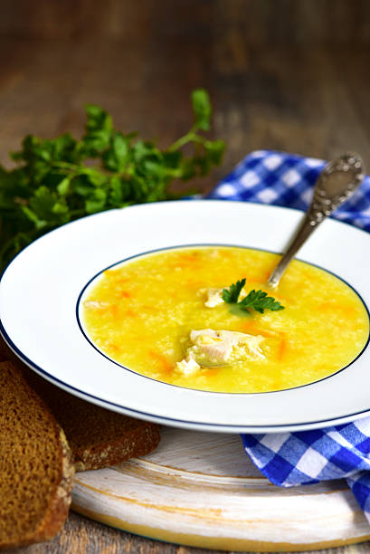 istock Millet soup with chicken and fried vegetable. 519392530