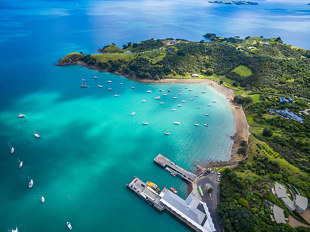 Waiheke Island Aerial view of Waiheke Island / Auckland north island new zealand stock pictures, royalty-free photos & images