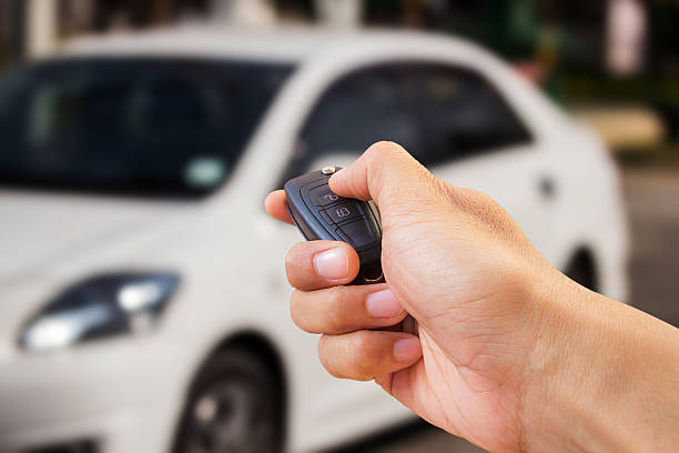 istock Close up hand holding car key 519394222
