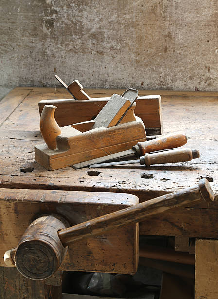 istock planes and chisels in the Workbench with a wooden grip 519394654