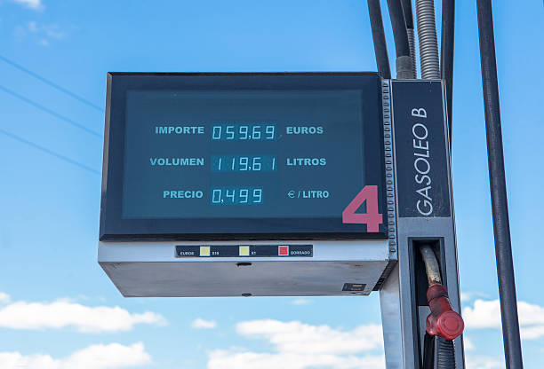 istock Electronic gas petrol display. Red diesel 519397780
