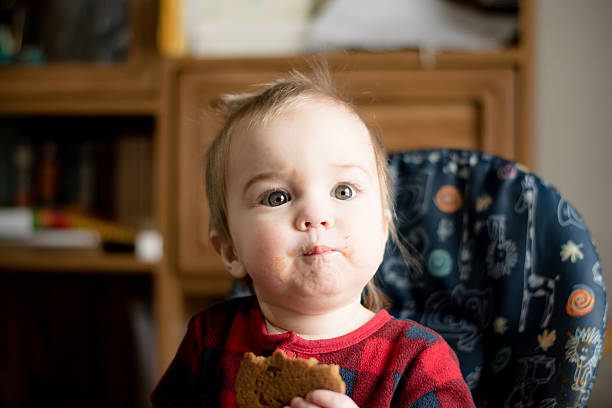 istock baby boy enjoys eating cookie grump 519399860
