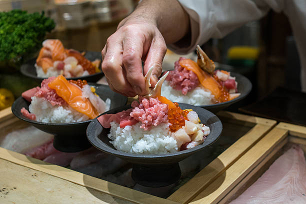 Japanese Food, Taro and uni don set