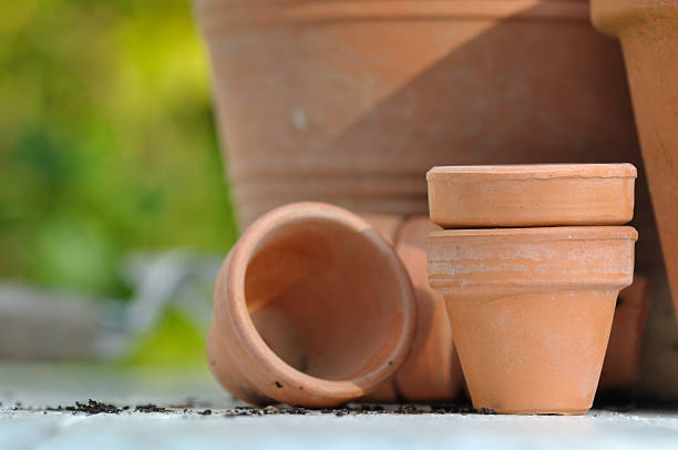 terracotta pots stock photo