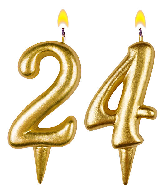 istock Birthday candles number twenty four isolated on white background 519403035