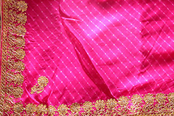 インド bandhej saree 布素材の質感 - flowing light wave pattern pattern ストックフォトと画像