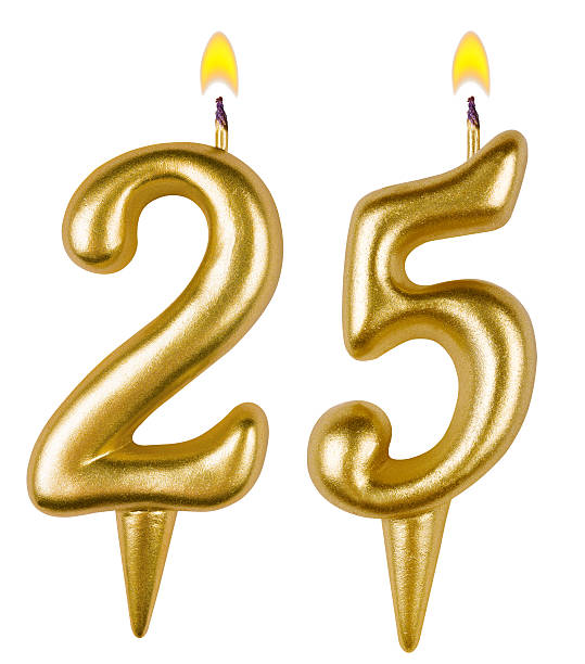 istock Birthday candles number twenty five isolated on white background 519409033