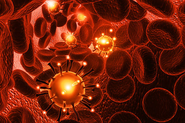 istock Red Blood cells with virus 519410015