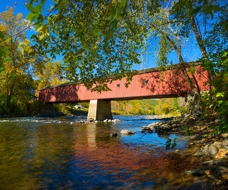 The West Cornwall Covered bridge over the Housatonic River,Cornwall Connecticut.