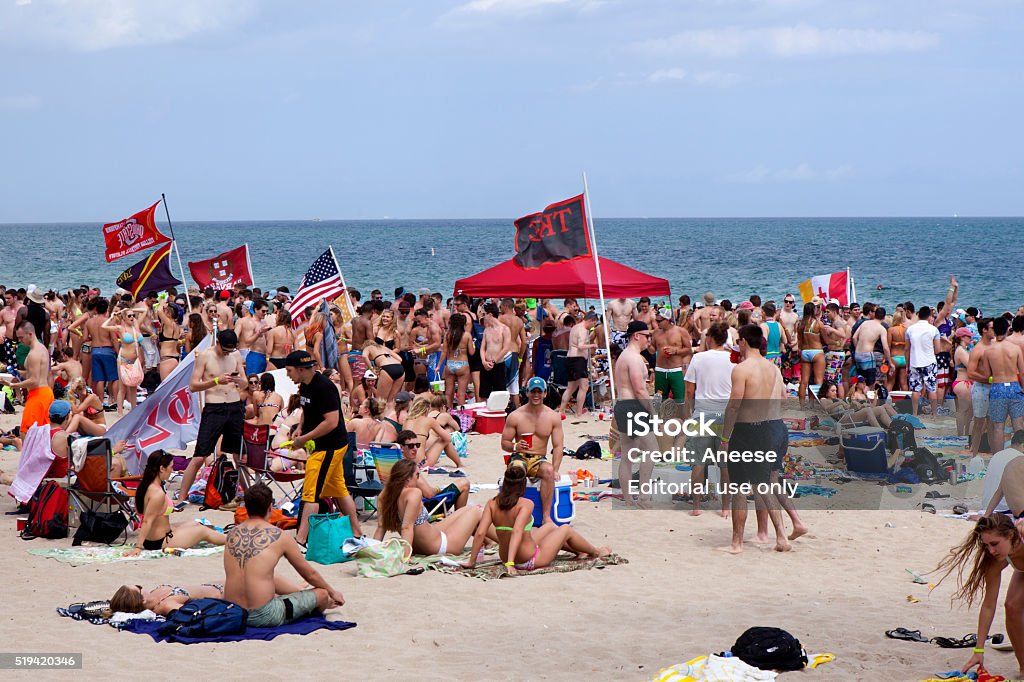 Spring Break Fort Lauderdale, Florida, USA - March 14, 2016: Students having a good time in Fort Lauderdale, Florida during spring break. Fort Lauderdale is a major vacation destination for college students during spring break. Spring Break Stock Photo