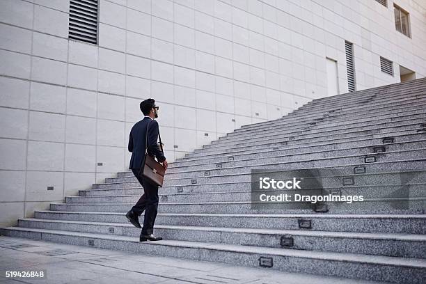 Businessman On Stairs Stock Photo - Download Image Now - Staircase, Steps, Walking