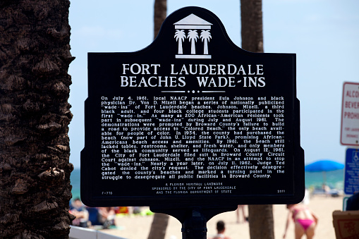 Fort Lauderdale, Florida, USA - March 14, 2016: Historical marker for \