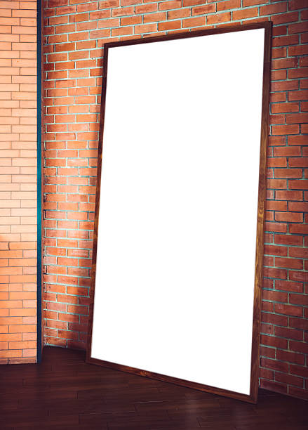 istock Mock up Banner Poster Frame on Floor Brick wall Background 519431936