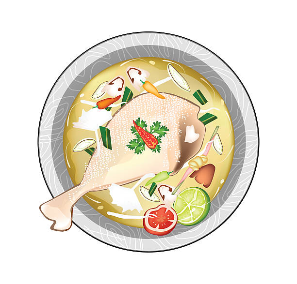 Chicken Tom Yum Or Thai Sour Soup With Chicken Stock Illustration