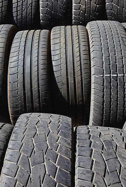 istock Used Tires ready for recycling industry 519434518