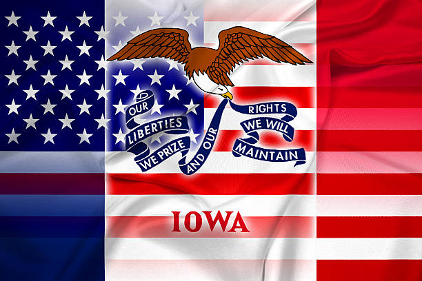 istock Waving USA and Iowa State Flag 519439151