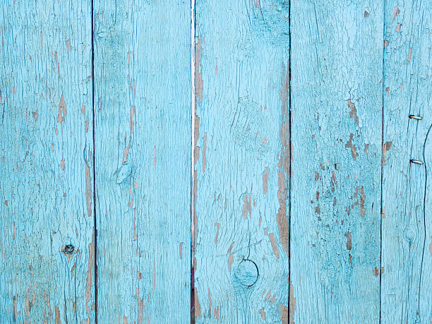 istock Light blue wooden fence background 519440751