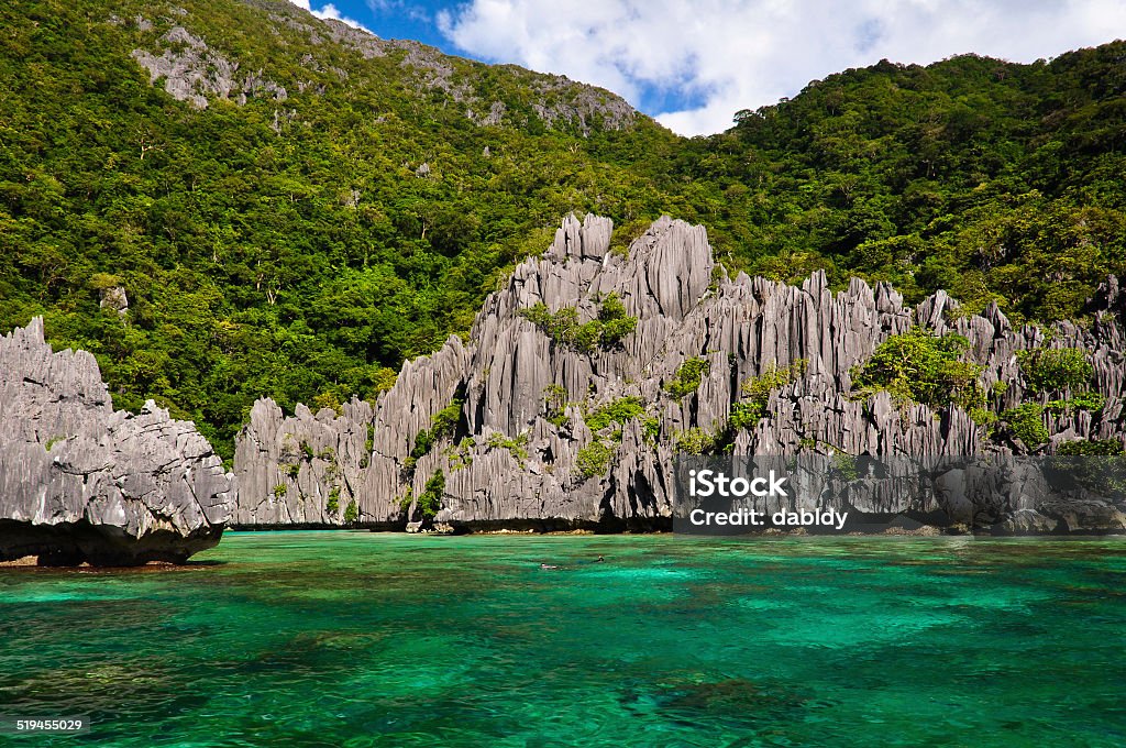 Beautiful Blue Lagoon Beautiful Blue Lagoon and Limestone Rocks of El Nido Islands, Palawan, Philippines. Asia Stock Photo