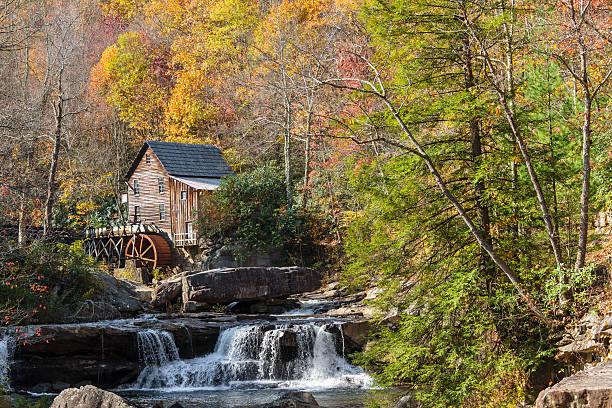 istock Glade Creek Mill and Colorful Autumn Leaves 519457203