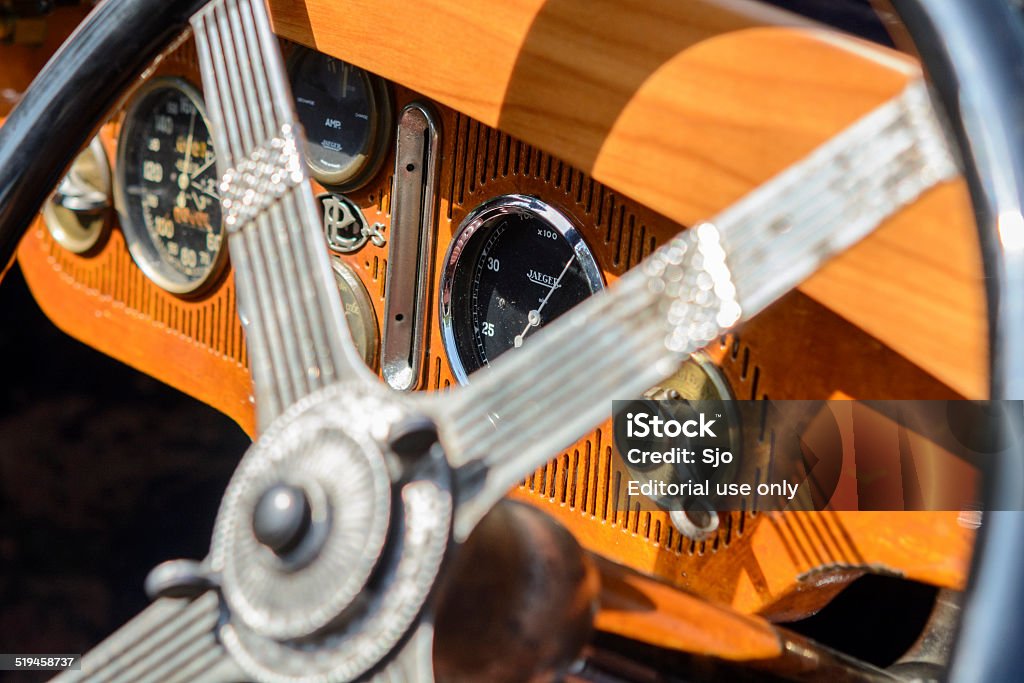 Panhard & Levassor dashboard detail Jüchen, Germany - August 1, 2014: Detail on a 1932 Panhard & Levassor dashboard. The car is on display during the 2014 Classic Days event at Schloss Dyck 1930-1939 Stock Photo