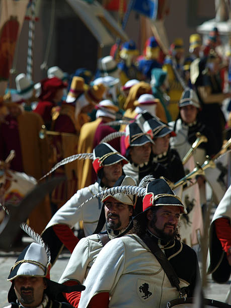 parata di la giostra del saracino ad arezzo.  toscana, - arezzo foto e immagini stock