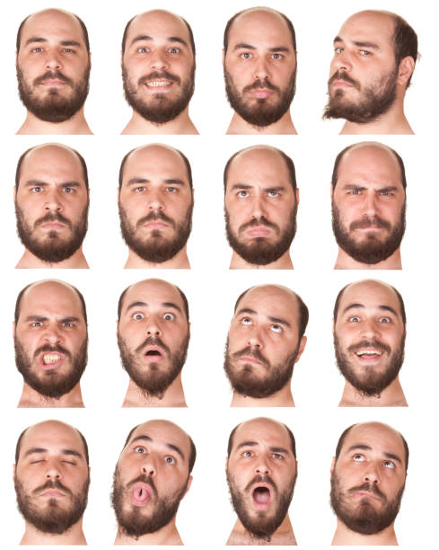 istock Expressive brown short hair man emotion set collection on white 519459203