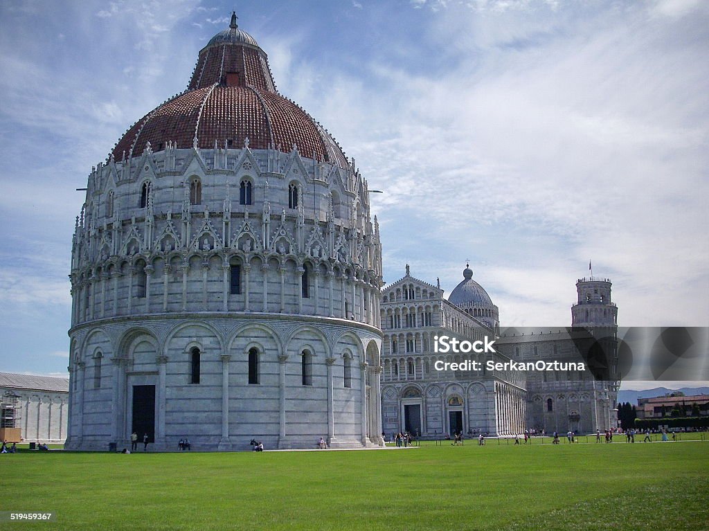 view from Pisa Pisa is a city in Tuscany, Central Italy, on the right bank of the mouth of the River Arno.Piazza dei Miracoli complex with baptistery, cathedral and tower can be seen here. Architecture Stock Photo