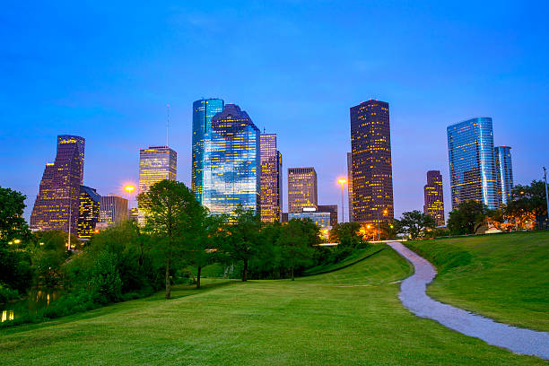 istock Houston Texas modern skyline at sunset twilight from park 519461753