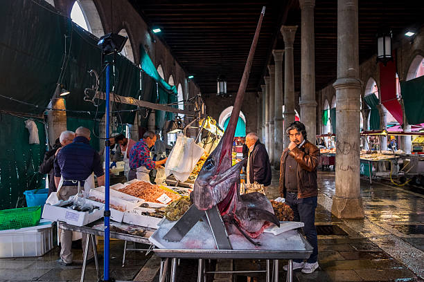 Rialto Fish Market. Venice, Italy stock photo